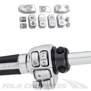 Przyciski przełączniki 11 sztuk Harley Touring 2014-2024 chrom