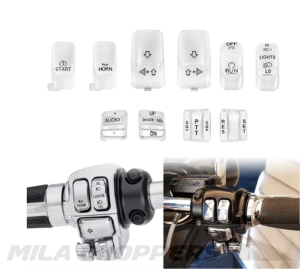 Przyciski przełączniki 10 sztuk Harley Touring 1996-2013 chrom