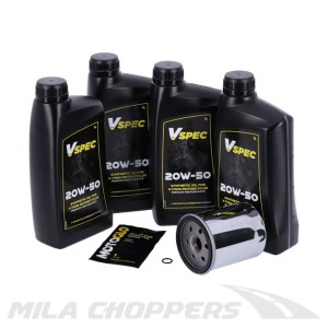 Zestaw serwisowy oleju silnikowego MCS chrom 4L 20W50 mineralny 86-98 FLT Touring 